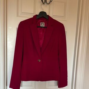 Anne Klein Raspberry Color Blazer Structured Suit Jacket